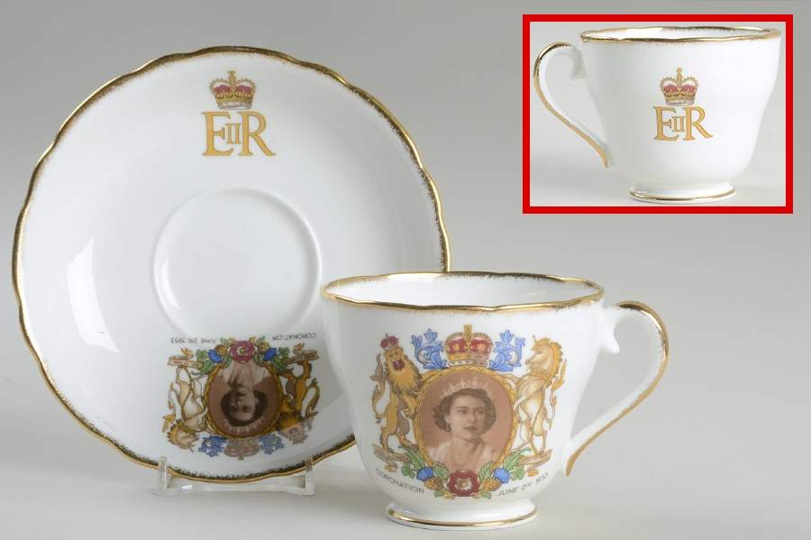 Adderley Royalty Giftware Elizabeth Ii Coronation Cup & Saucer - No Box by Adderley-1