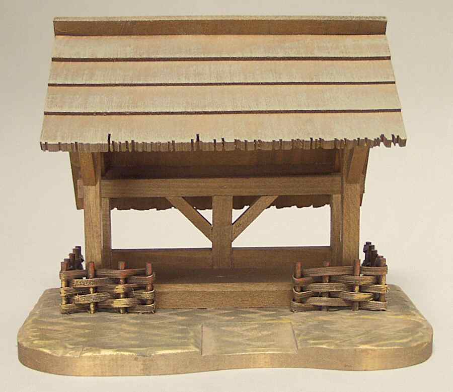 Ferrandiz Nativity-3" Stable-9"X5"X7" - Creche/Stable by Anri-1