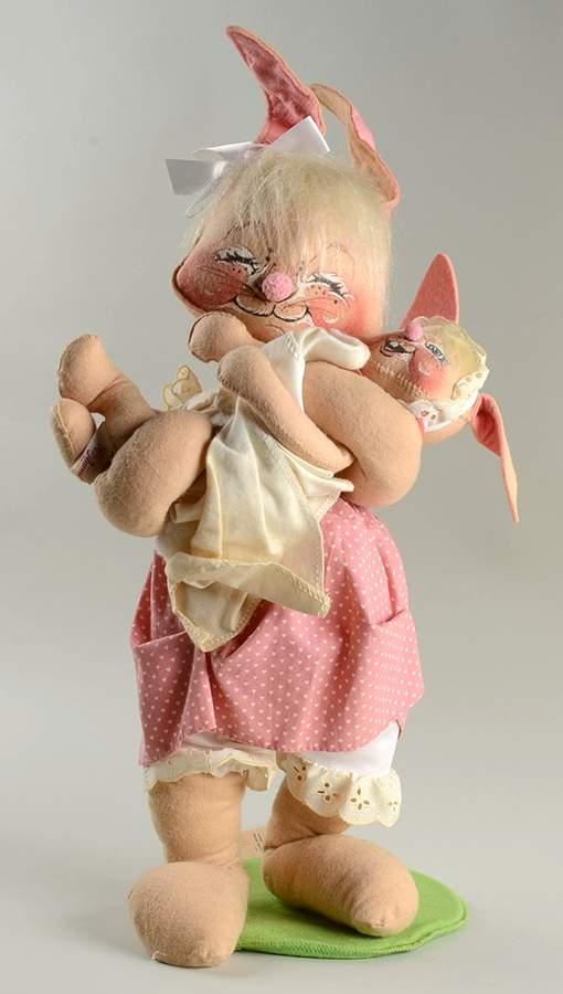 Analee Easter Dolls Mom Bunny W/ Baby - Pink Dress - No Box by Annalee-1