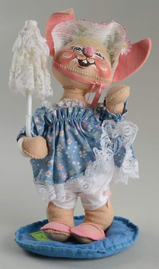 Analee Easter Dolls Girl Bunny W/Parasol Blue Dres - No Box 42 by Annalee-1