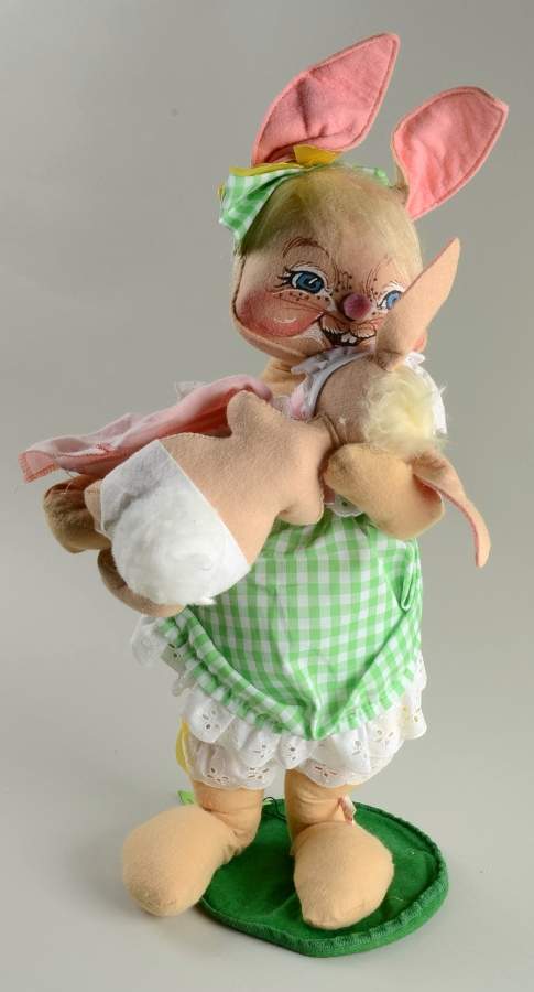 Analee Easter Dolls Mom W/Baby Green Checker Dress - No Box by Annalee-1
