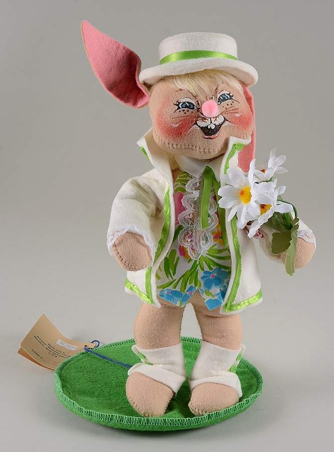 Analee Easter Dolls 1991 Easter Parade Bunny W/Flowers - No Box by Annalee-1