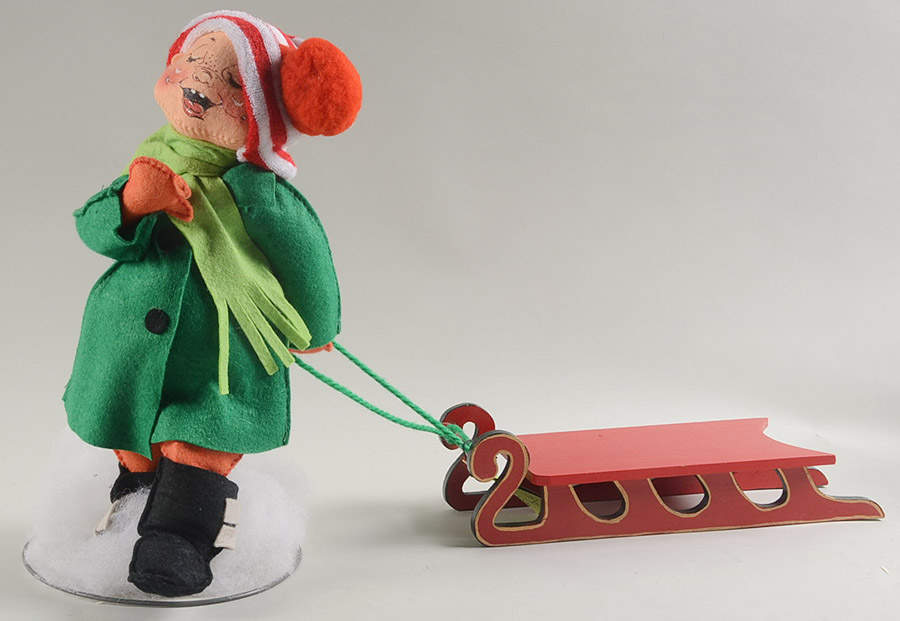 People Christmas Boy With Sled - No Box by Annalee-1