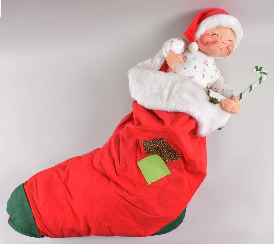 People Christmas Pj Kid In Stocking - No Box by Annalee-1