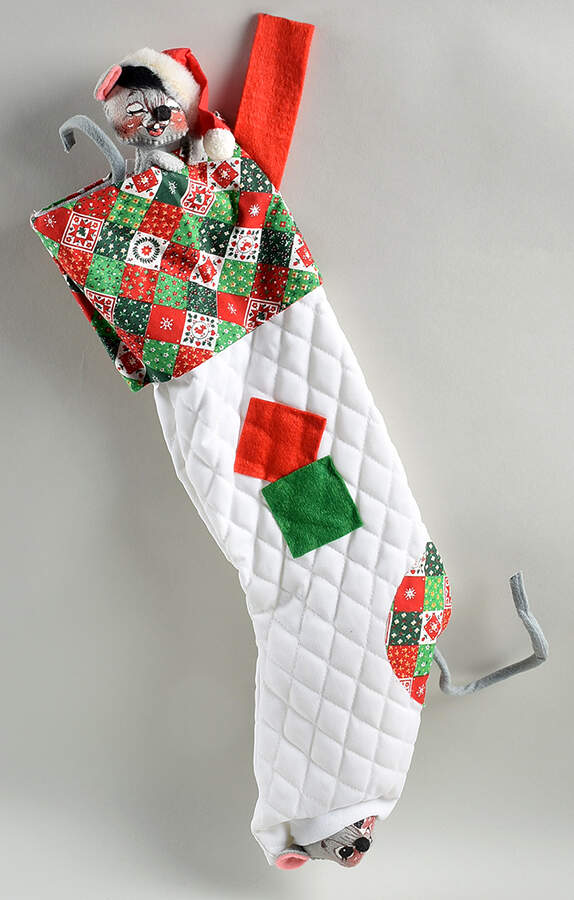 Christmas Mice Christmas Stocking With Mouse - No Box by Annalee-1