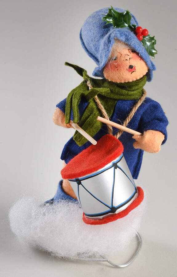 People Christmas Blue Drummer Boy - Silver/Red Drum - No Box by Annalee-1