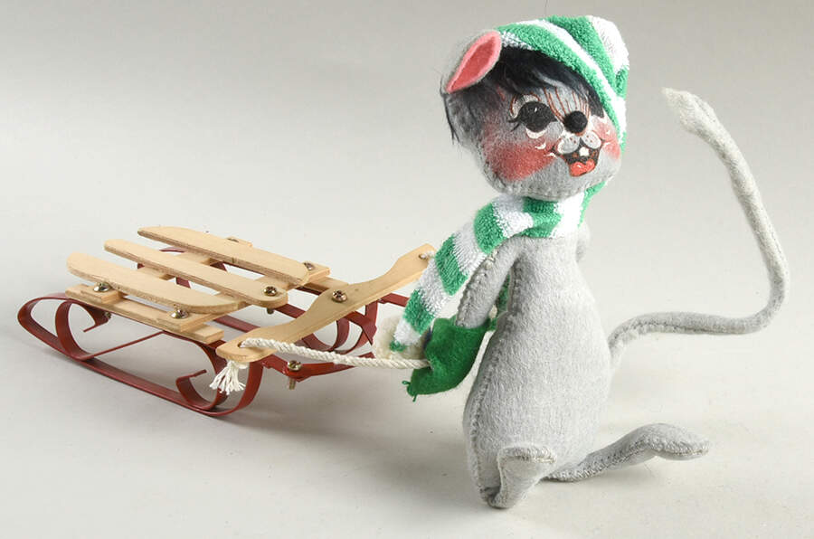 Christmas Mice Sledding Mouse - No Box by Annalee-1