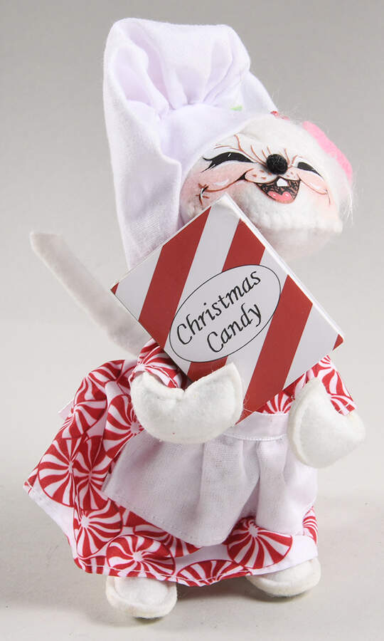 Christmas Mice Candy Girl Chef Mouse Holding Candy Book - No Box by Annalee-1
