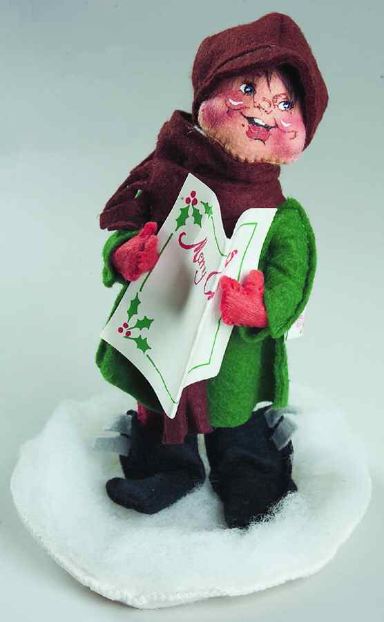 People Christmas Boy Caroler With Green Jacket  - No Box by Annalee-1