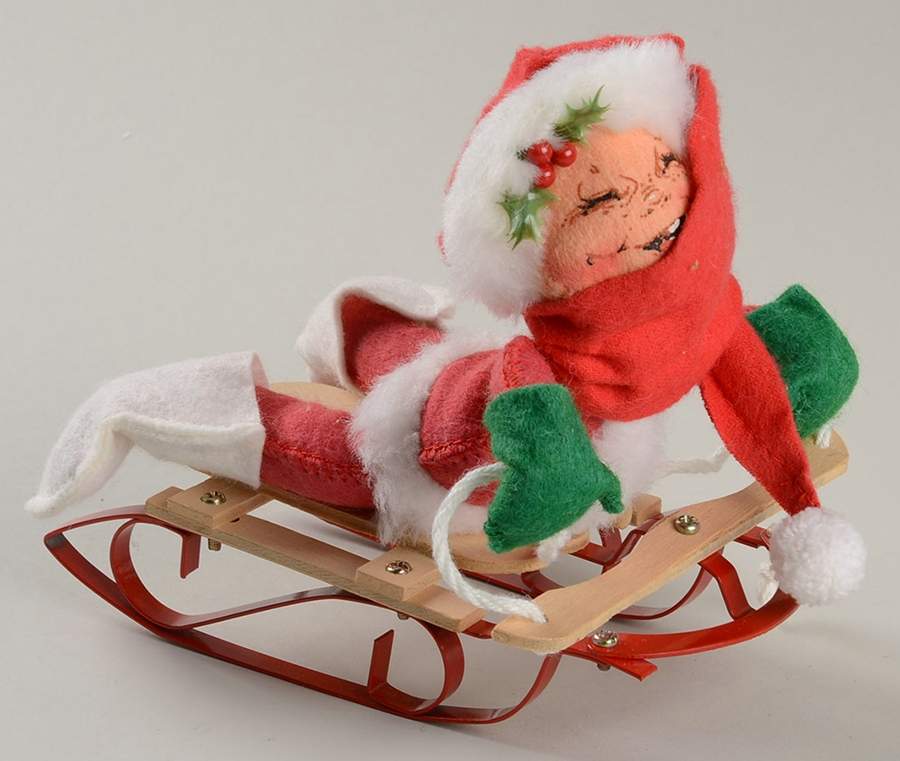 People Christmas Girl On Sled On Flexible Flyer - No Box by Annalee-1
