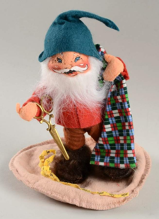 Annalee Christmas Doll Ungnome Tailor Holding Plaid Fabric - No Box by Annalee-1