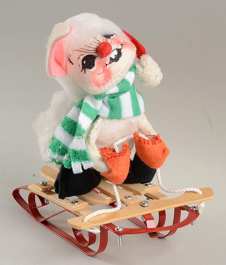 Annalee Christmas Doll Bunny On Flexible Flyer Sled - No Box by Annalee-1