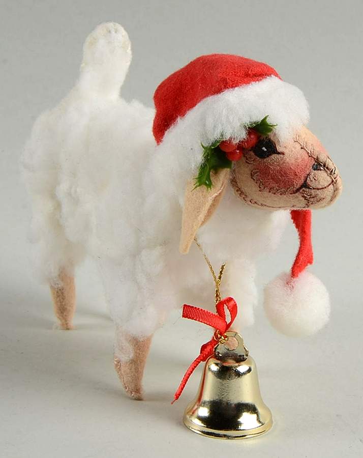 Annalee Christmas Doll Lamb With Santa Hat & Bell - No Box by Annalee-1