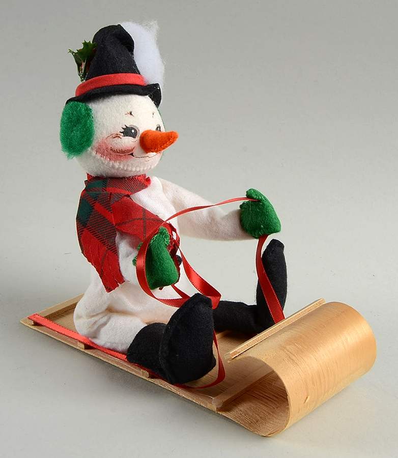 Annalee Christmas Doll Snowman On Toboggan - No Box by Annalee-1