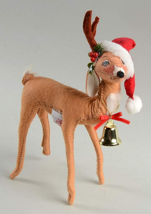 Annalee Christmas Doll Reindeer In Santa Hat & Bell - No Box by Annalee-1