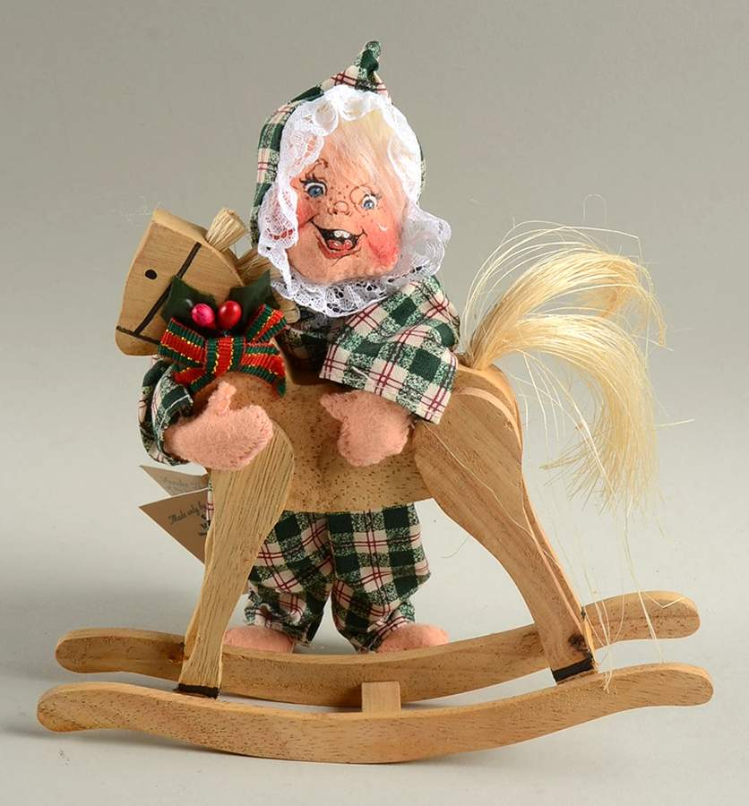 People Christmas Pj Kid On Rocking Horse - No Box by Annalee-1