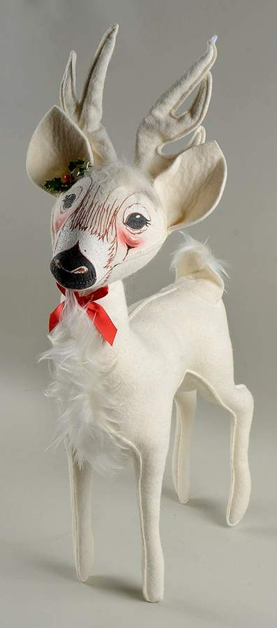 Annalee Christmas Doll Reindeer-White-Holly - No Box by Annalee-1