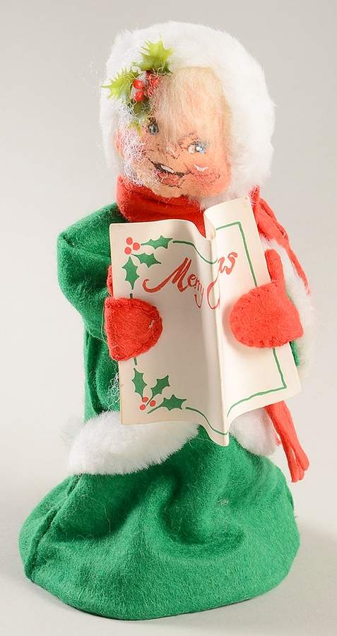 People Christmas Girl Caroler With Green Robe - No Box by Annalee-1