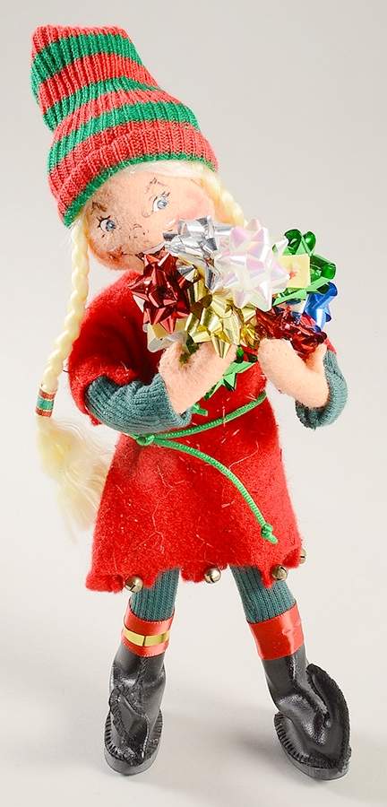 Annalee Christmas Doll Bow Maker Girl Elf With Braids - No Box by Annalee-1