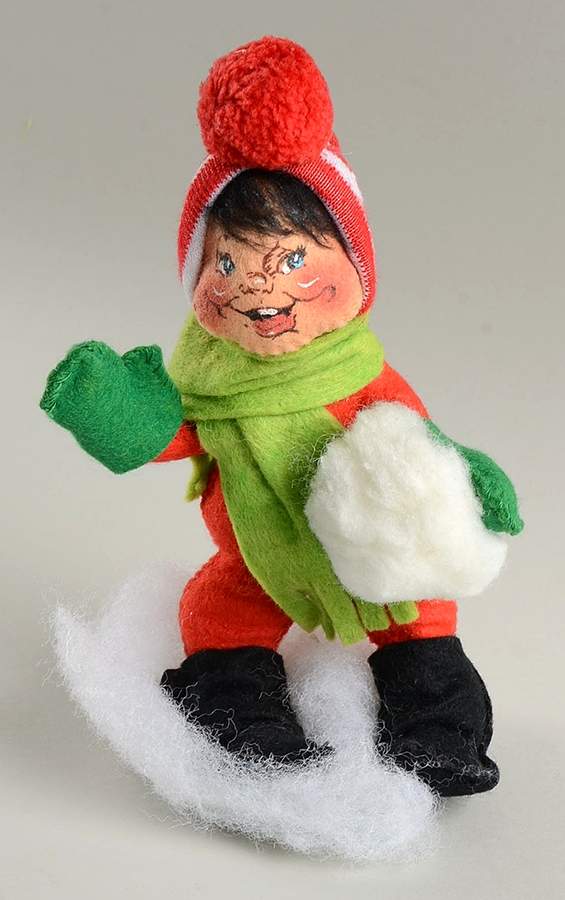 People Christmas Boy With Snowball Red Hat - No Box by Annalee-1