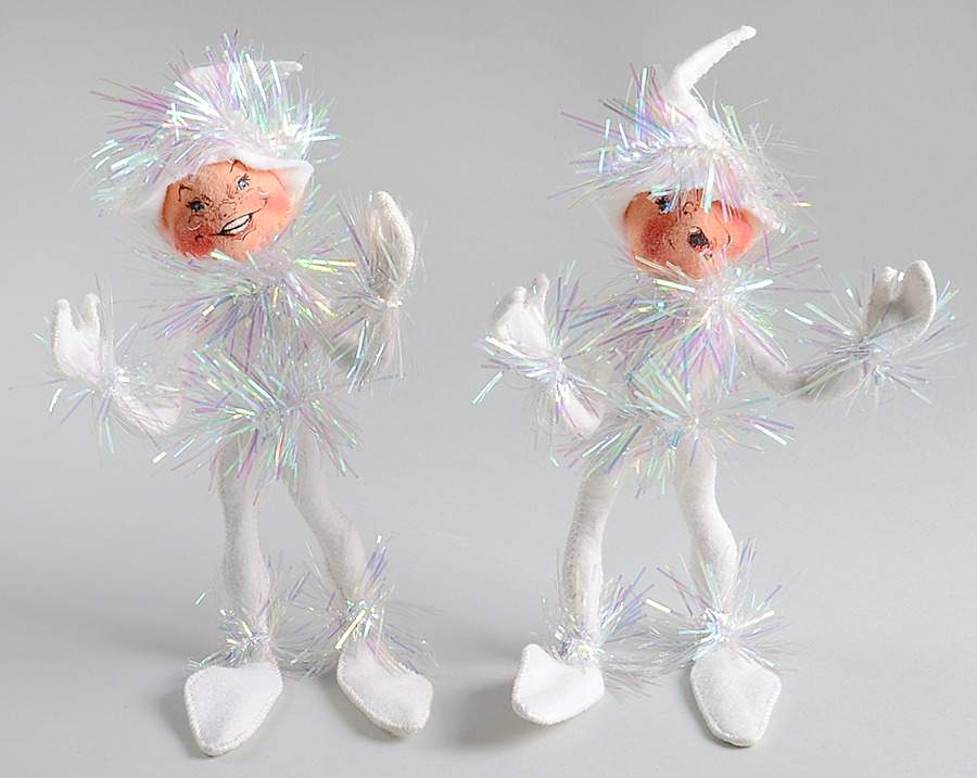 Annalee Christmas Doll Pair Of White Elf Dolls - No Box by Annalee-1
