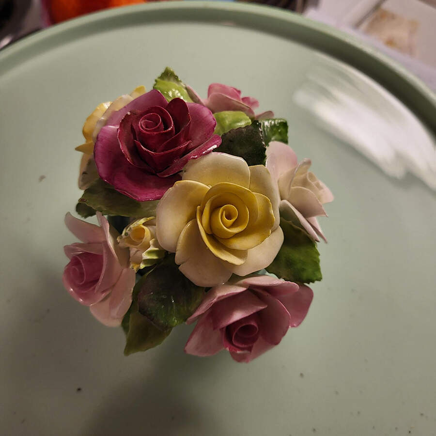 Floral Giftware Roses In White Vase - No Box by Adderley-1