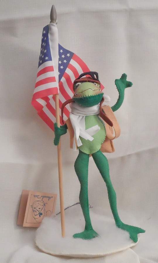 Annalee Dolls Aviator Frog With Flag - No Box by Annalee-1