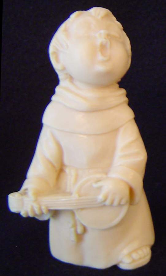 Religious Figurines Monk W/ Banjo - With Box by A Santini Sculpture-1