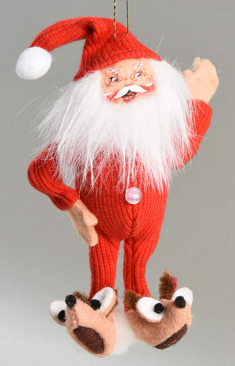 Annalee Christmas Ornaments Bed Time Santa With Reindeer Slippers - No Box by Annalee-1