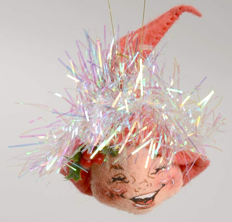 Annalee Christmas Ornaments Tinsel Elf Head-Red - No Box by Annalee-1