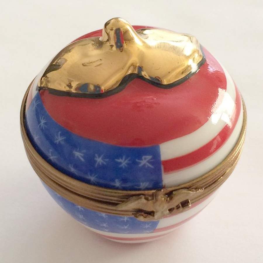 Limoges Boxes Peach-American Flag - No Box by Atelier de Limoges-1
