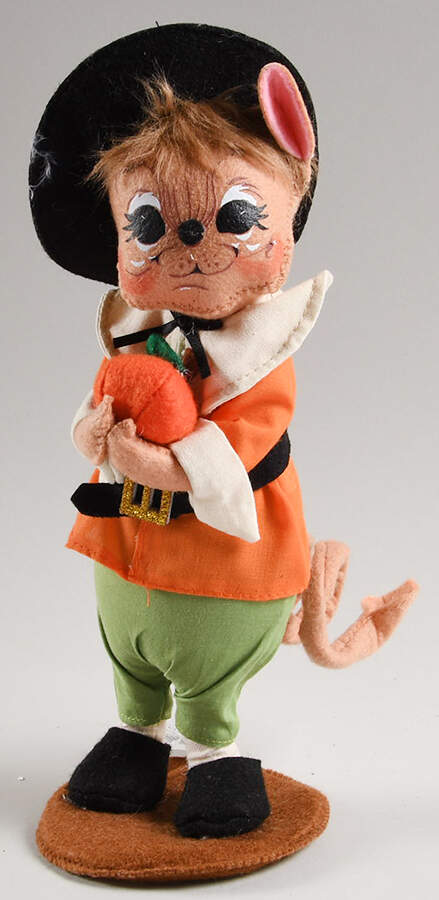 Thanksgiving Mice Pilgrim Mouse Boy With Pumpkin - No Box by Annalee-1