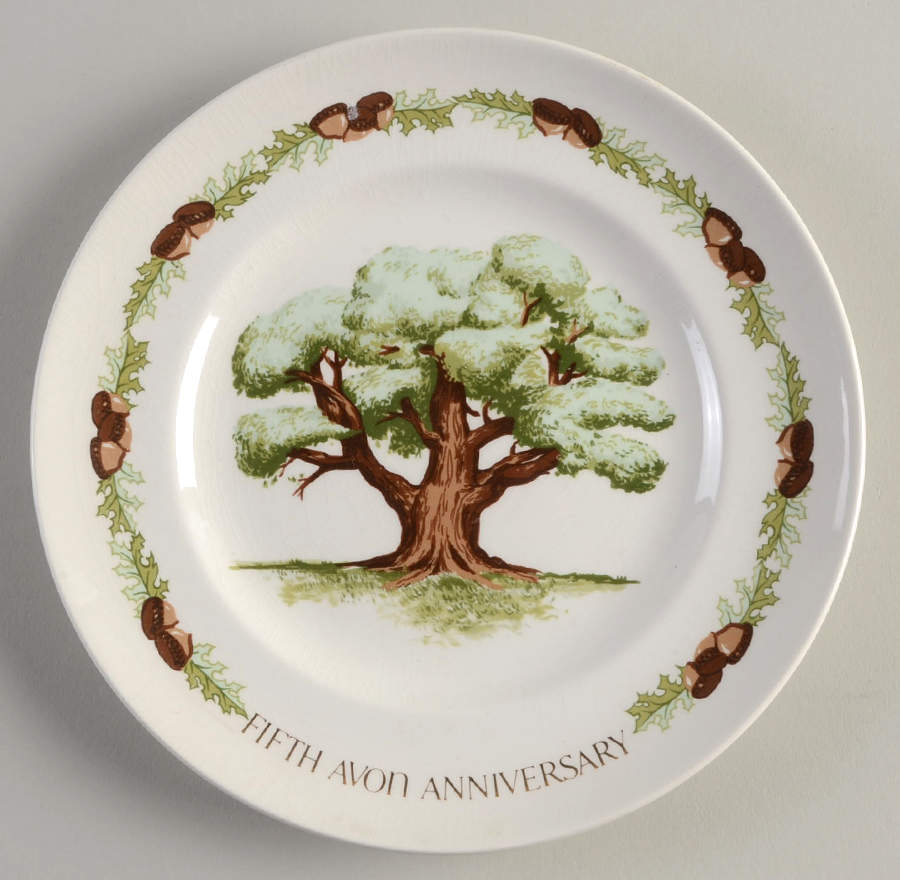 Avon Anniversary Plates Fifth Anniversary-Oak Tree Brown Acorns - Boxed by Avon-1