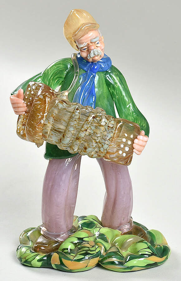 Jaroslav Brychta Figurines Musician With Accordion - No Box by Sklo (Czech)-1