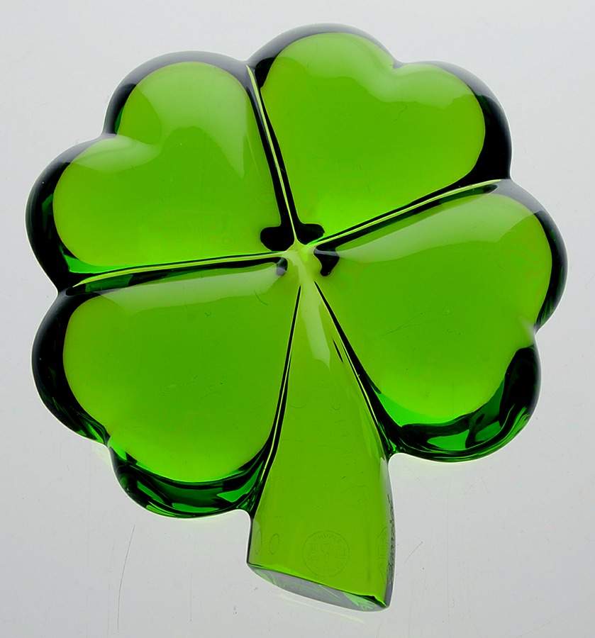 Baccarat Crystal Figurines Four Leaf Clover-Moss Green - With Box Bx324 by Baccarat-1