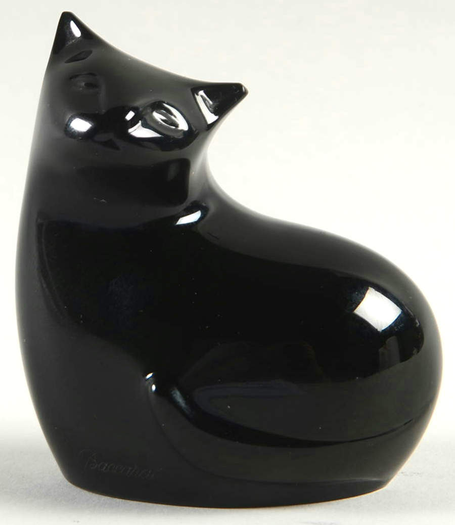 Baccarat Crystal Figurines Cat-Sitting-Black - No Box by Baccarat-1