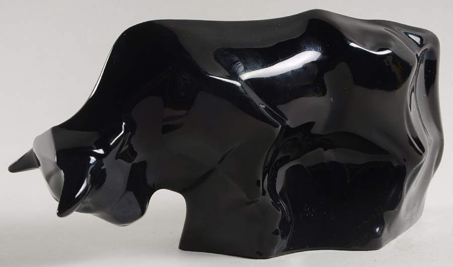 Baccarat Crystal Figurines Bull-Black-Small - Nb921, No Box by Baccarat-1