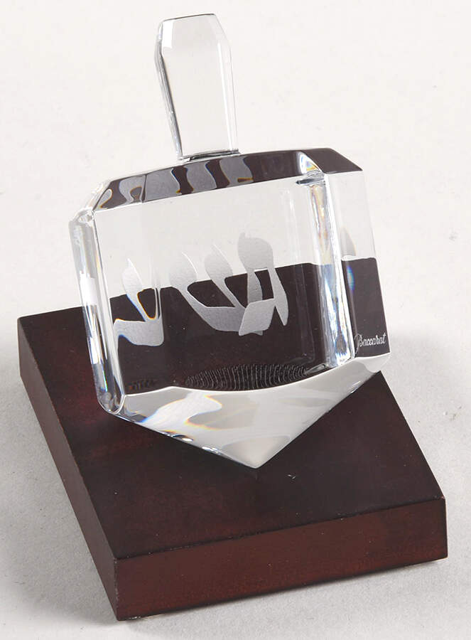 Baccarat Crystal Figurines Dreidel With Mahogany Stand - Boxed by Baccarat-1