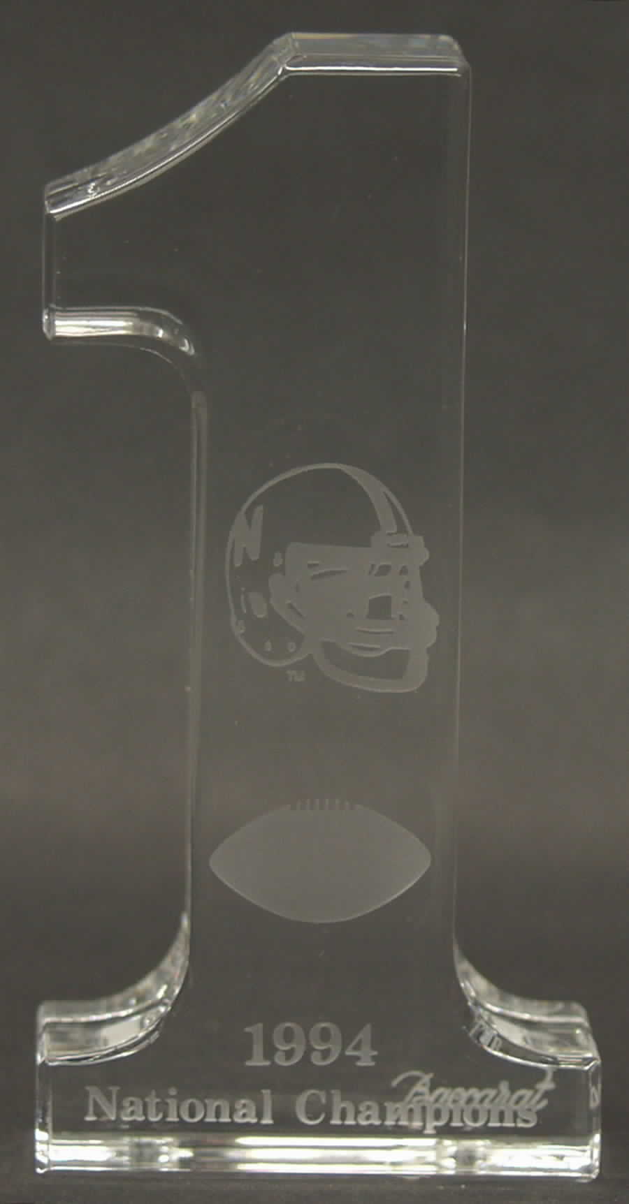 Baccarat Crystal Figurines Number"1"-Nebraska/1994 National Champs - Boxed by Baccarat-1