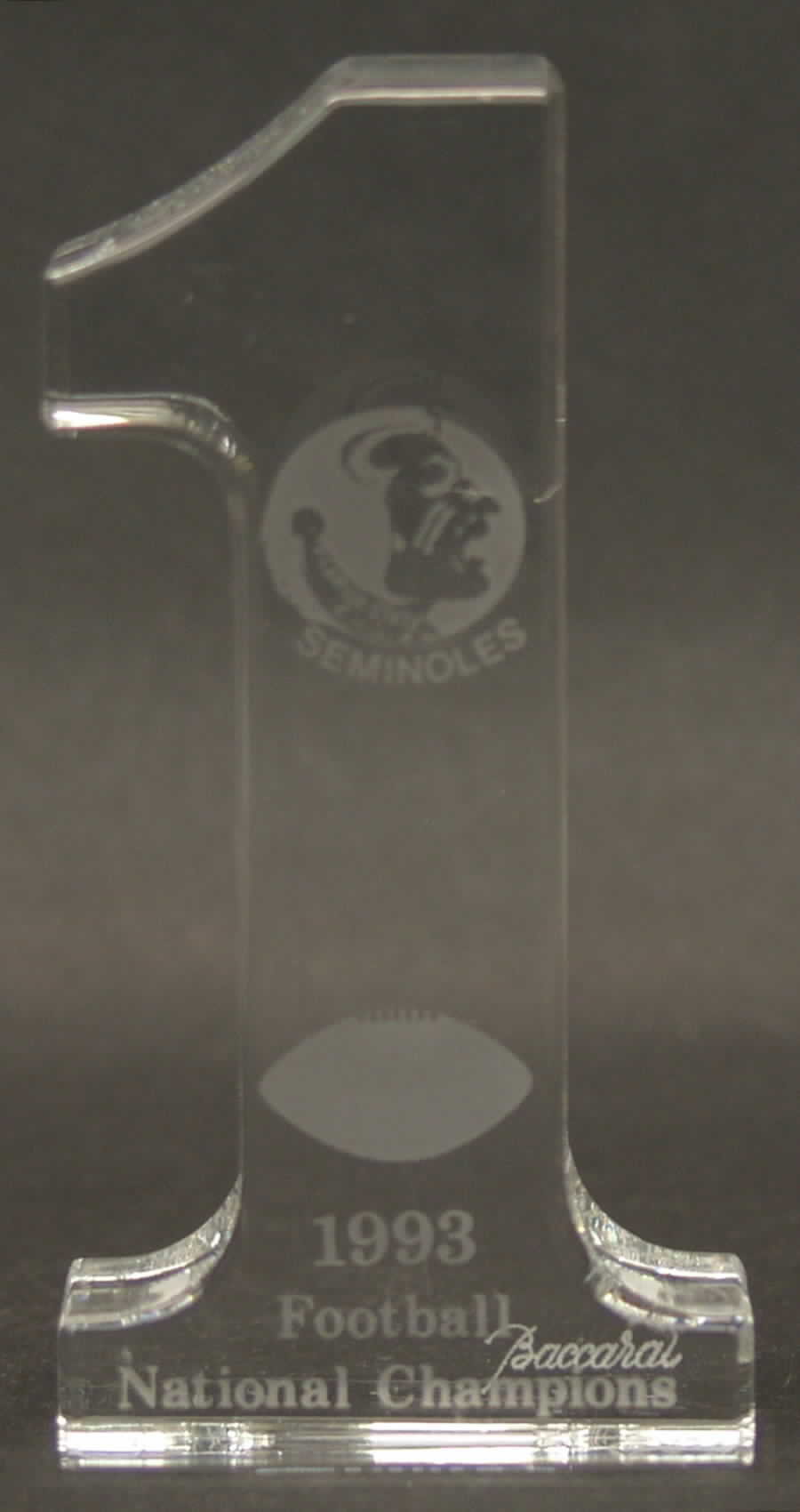 Baccarat Crystal Figurines Number"1"-Fla State 1993ntnl Champs - No Box by Baccarat-1