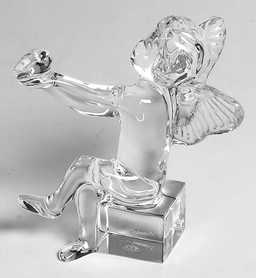 Baccarat Crystal Figurines Ange Cherub Holding Heart - Boxed by Baccarat-1