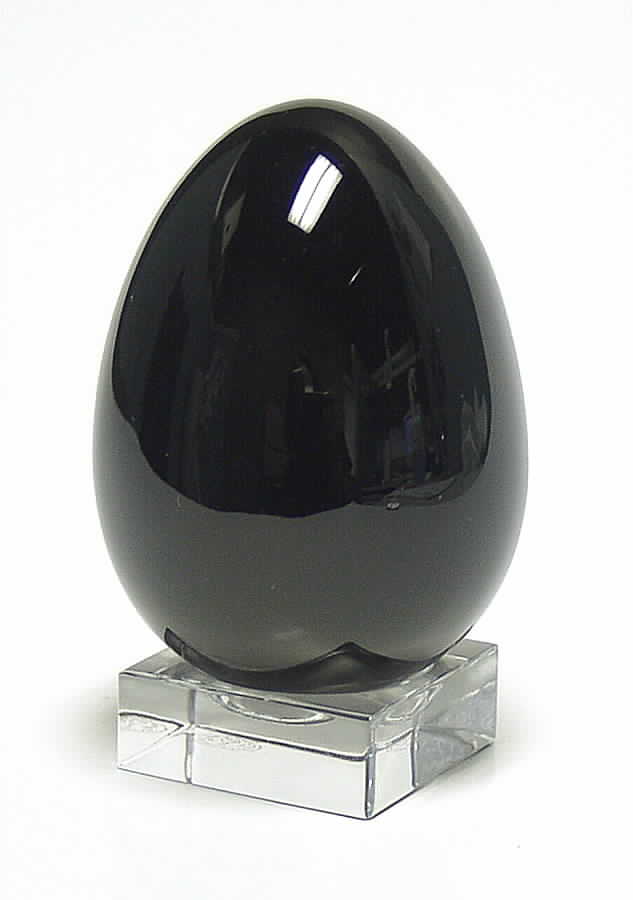 Baccarat Crystal Figurines Egg-Black & Clear Stand - No Box by Baccarat-1