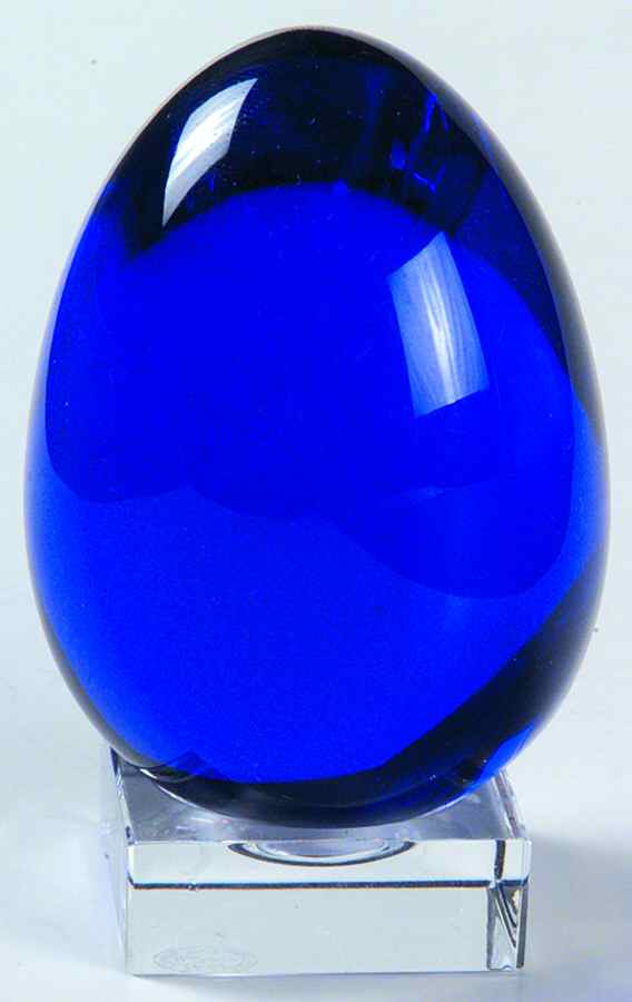 Baccarat Crystal Figurines Egg-Blue & Clear Stand - With Box Bx326 by Baccarat-1