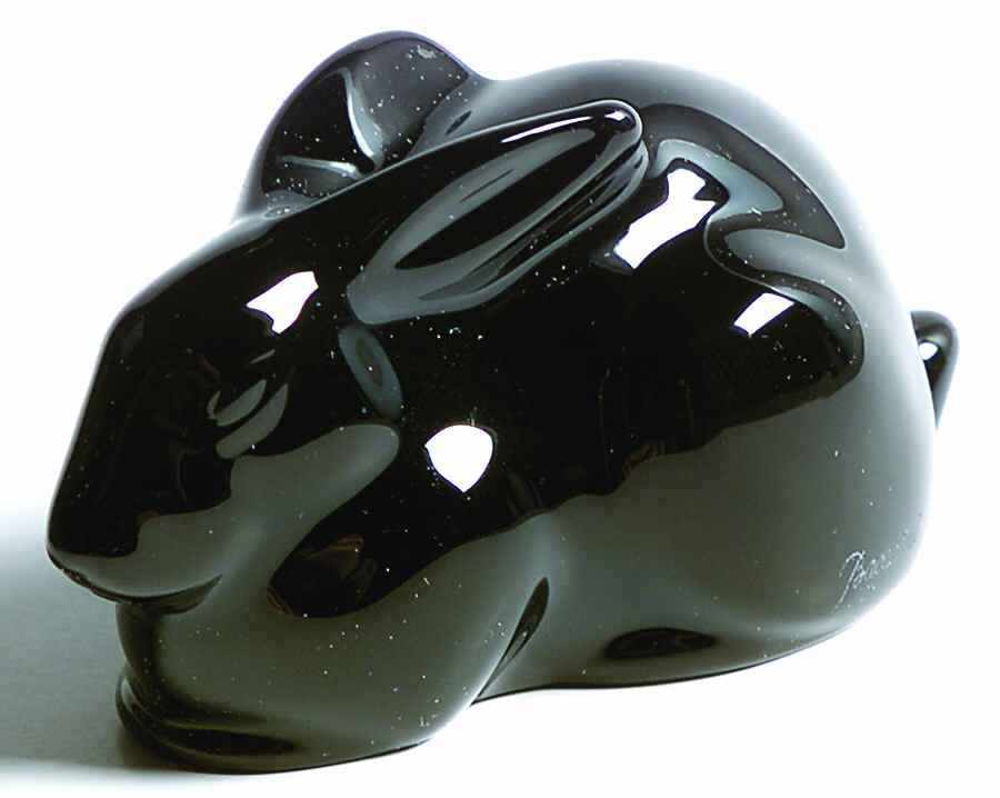 Baccarat Crystal Figurines Rabbit Crouching-Black - With Box Bx373 by Baccarat-1