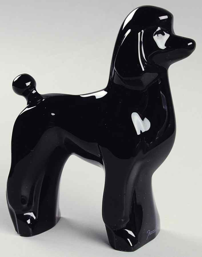 Baccarat Crystal Figurines Poodle-Black-Dog - With Box Bx396 by Baccarat-1