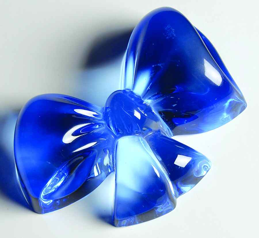Baccarat Crystal Figurines Bow Paperweight - Cornflower Blue - With Box 53 by Baccarat-1