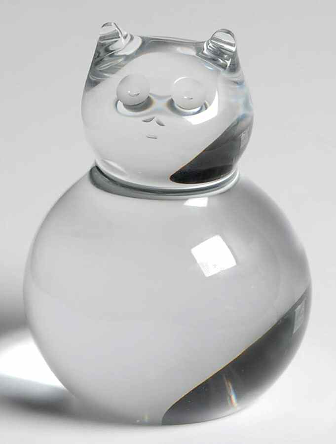 Baccarat Crystal Figurines Roly Poly Cat - With Box by Baccarat-1