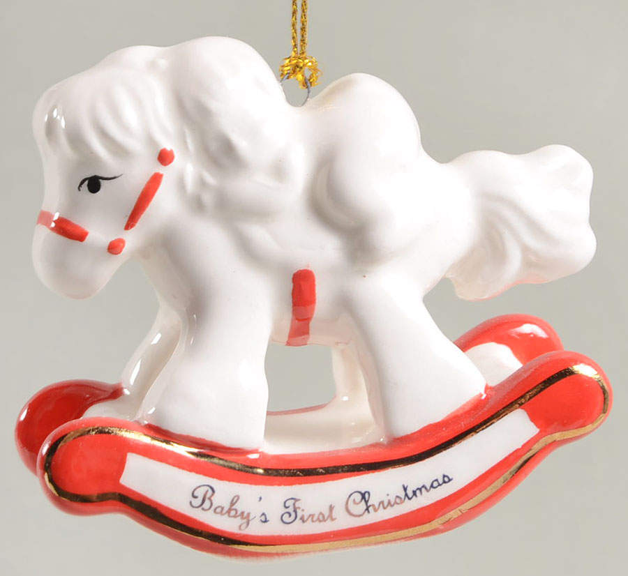 Babys 1st Christmas Rocking Horse - No Box by Belleek Pottery (Ireland)-1