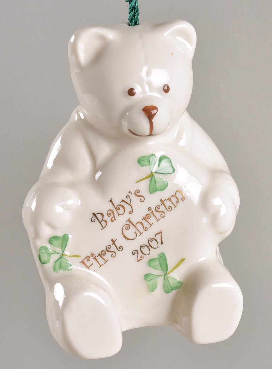 Babys 1st Christmas Shamrock Bear - Boxed by Belleek Pottery (Ireland)-1