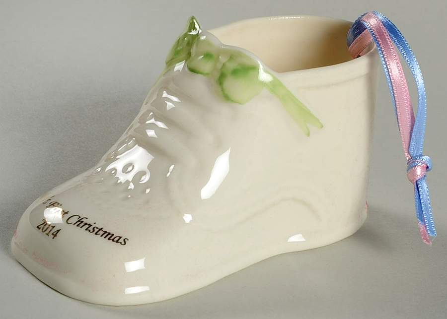 Babys 1st Christmas Baby Shoe - No Box by Belleek Pottery (Ireland)-1